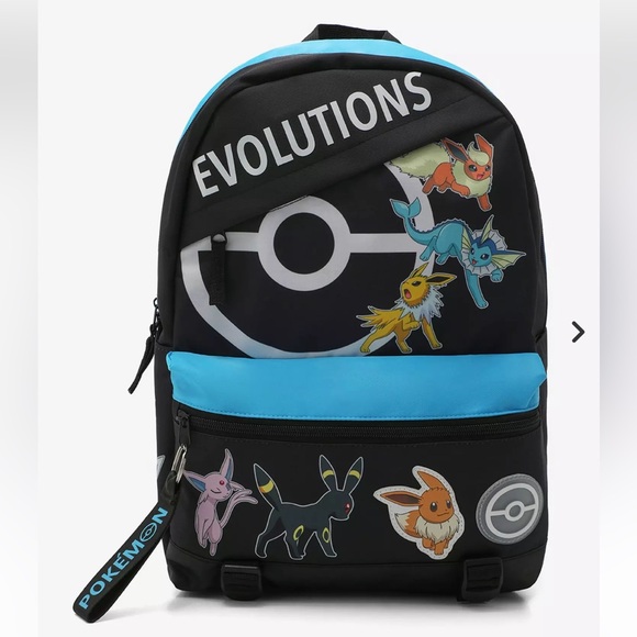 Pokémon Eevee Evolutions  Bioworld Backpack Black and Blue NWT - Picture 9 of 15